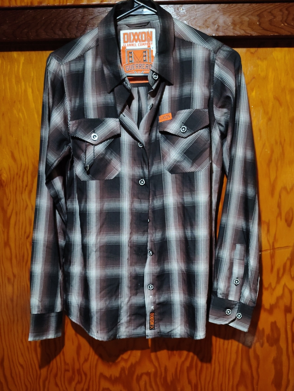 DIXXON Guerrero Plaid Button-Up Shirt - Black, Brown & White Small